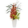 Cymbidium Orchid, Hydrangea and Tulip Artificial Arrangement