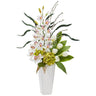 Cymbidium Orchid, Hydrangea and Tulip Artificial Arrangement