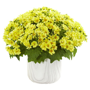 Daisy Artificial Arrangement in Marble Finished Vase