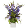 Delphinium and Succulent Arrangement