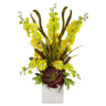 Delphinium and Succulent Arrangement