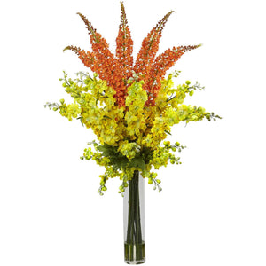 Delphinium & Foxtail Silk Floral Arrangement
