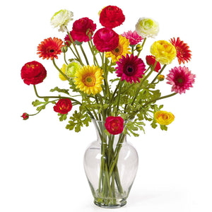 Gerber and Ranunculus Liquid illusion Silk Flower Arrangement