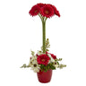 Gerber Daisy Artificial Arrangement in Ceramic Vase