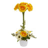 Gerber Daisy Artificial Arrangement in Ceramic Vase