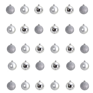Holiday Christmas 30 Count 2.5” Shatterproof Ornament Set with Re-Useable Storage Container