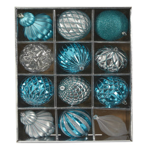 Holiday Lux Shatterproof, 12 Count Christmas Tree Ornament Set, 100mm with Re-Useable Box