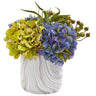 Hydrangea and Berries Artificial Arrangement in Marble Finished Vase