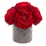 Large Rose Artificial Arrangement in Gray Vase