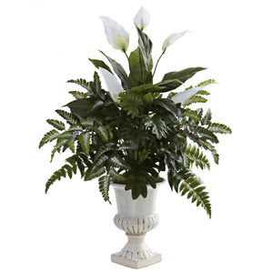 Mixed Greens & Spathyfillum w/Decorative Urn
