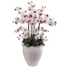 Silk Phalaenopsis Orchid with White Planter