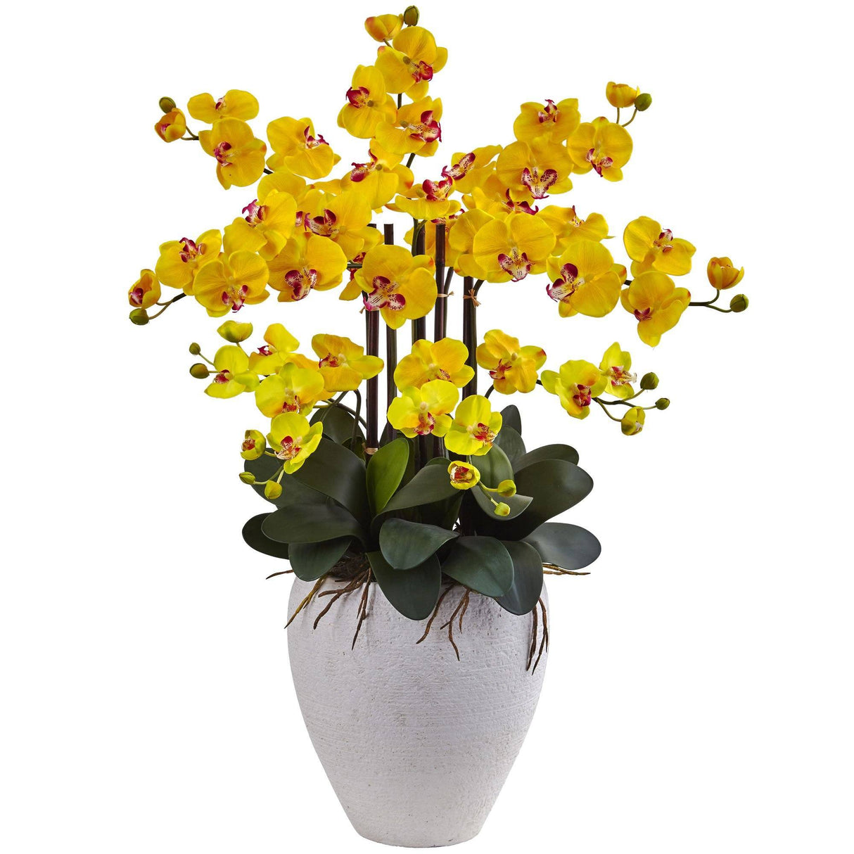Silk Phalaenopsis Orchid with White Planter