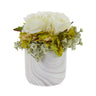 Rose and Hydrangea Artificial Arrangement in Marble Finished Vase