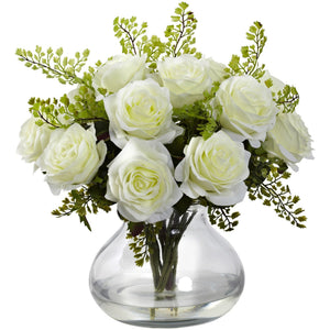 Rose & Maiden Hair Arrangement w/Vase