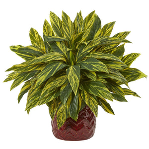 Tradescantia Artificial Plant in Red Vase