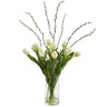 Silk Tulips Artificial Arrangement in Cylinder Vase