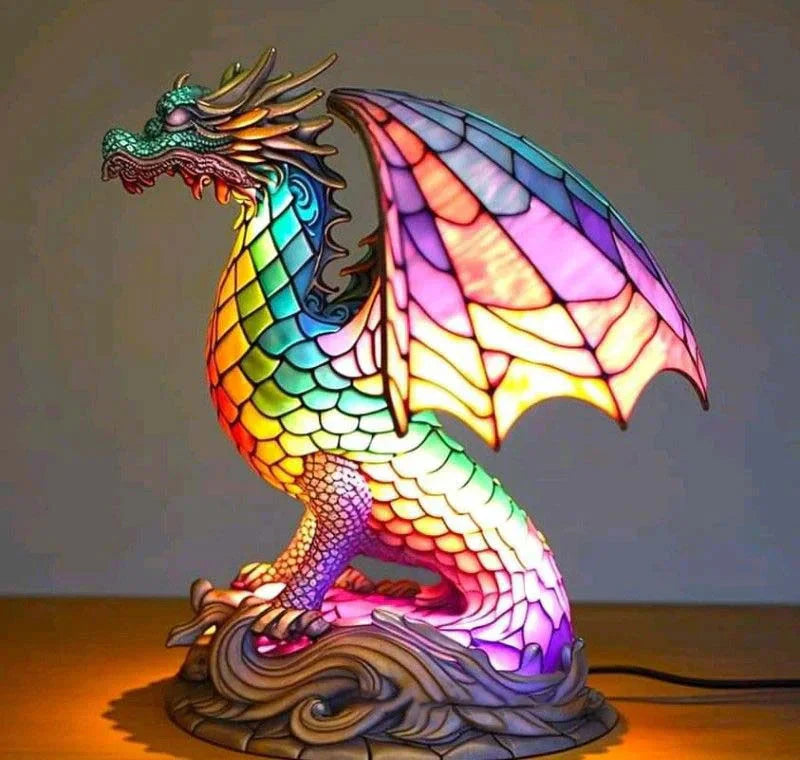 Tiffany Style Animal Table Lamp Stained Glass Art Light E26/E12 Decorative