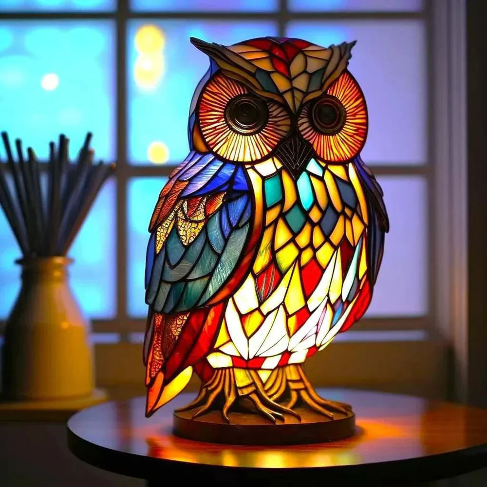 Tiffany Style Animal Table Lamp Stained Glass Art Light E26/E12 Decorative