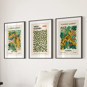 Flower Market, Kusama Art Prints. Modern Tropical Wall Decor