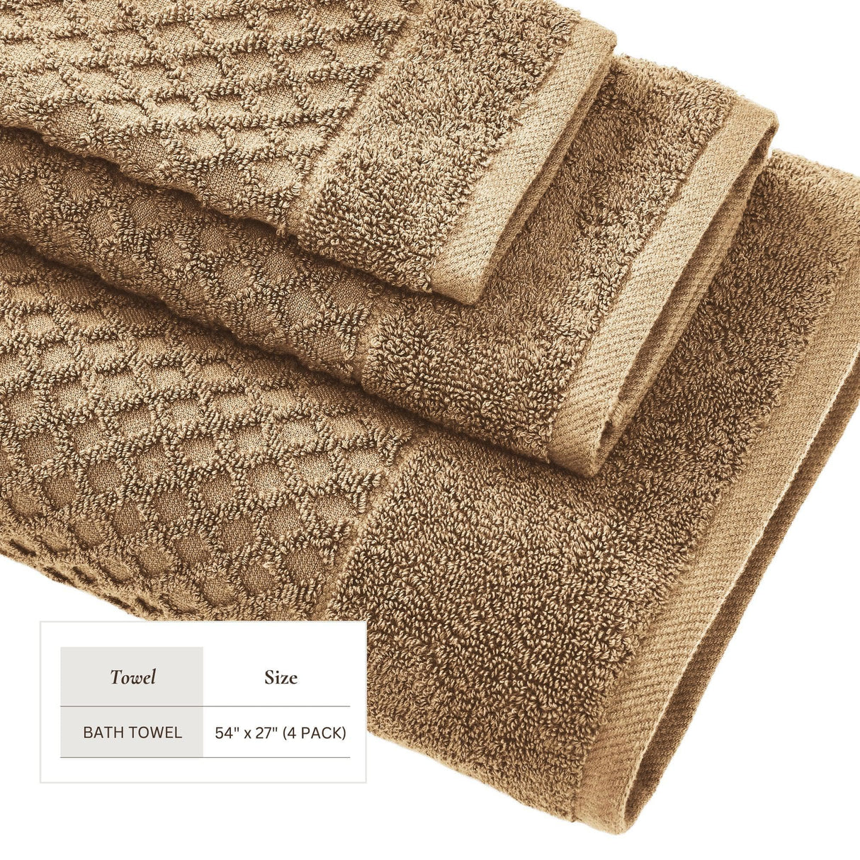 Cotton diamond waffle weave bath towel set - grayson collection