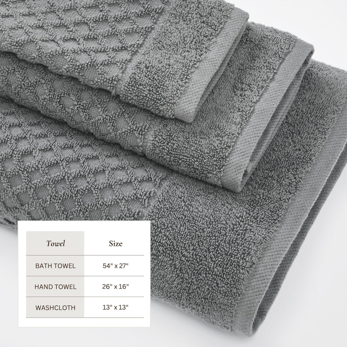 Cotton diamond waffle weave bath towel set - grayson collection