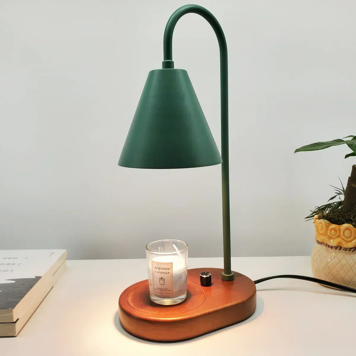 Candle Warmer Lamp with Dimmer Wooden Base Electric Candle Heater