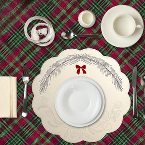 AURA WHITE ROUND FAUX LEATHER PLACEMAT (Set Of 4)