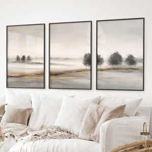 Scandinavian Autumn Landscape. Wall Art Set of 3 Prints