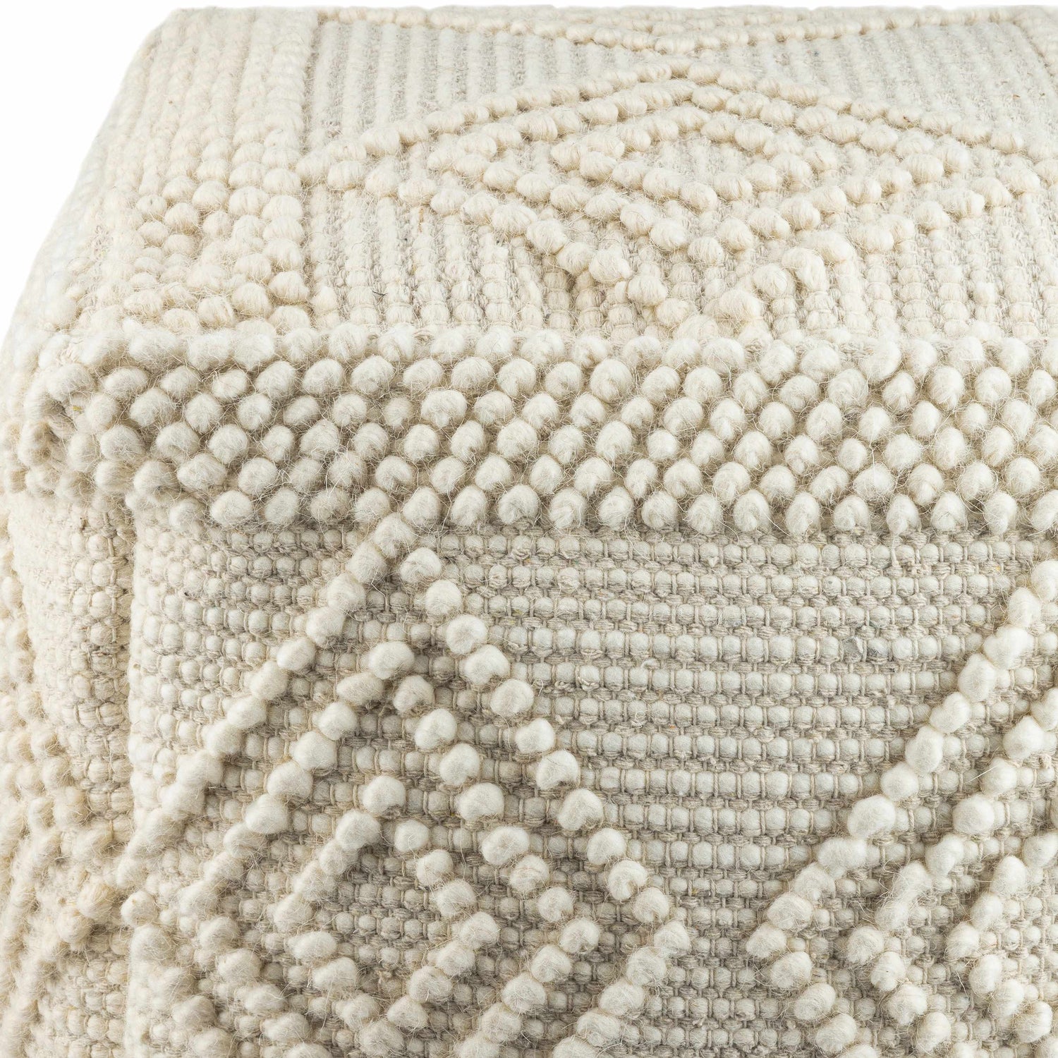 Aveley Beige Cotton Knitted Pouf