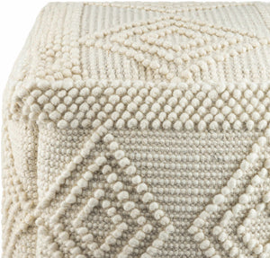 Aveley Beige Cotton Knitted Pouf