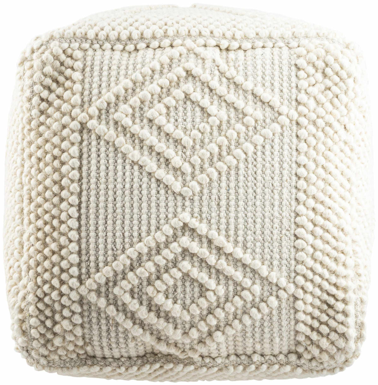 Aveley Beige Cotton Knitted Pouf