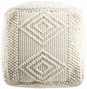 Aveley Beige Cotton Knitted Pouf
