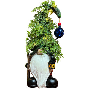 B/O Lighted Resin Holiday Gnome Figurine Blue