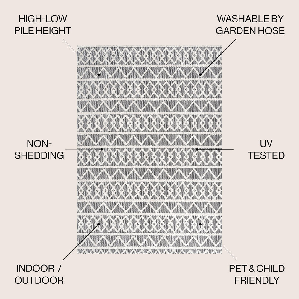 Aylan high - low pile knotted trellis geometric indoor/outdoor area rug - Tuesday Morning - Outdoor Rugs