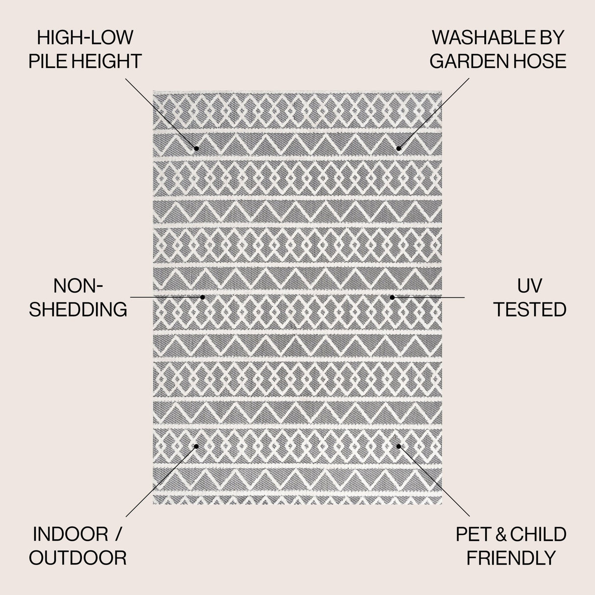 Aylan high - low pile knotted trellis geometric indoor/outdoor area rug - Tuesday Morning - Outdoor Rugs