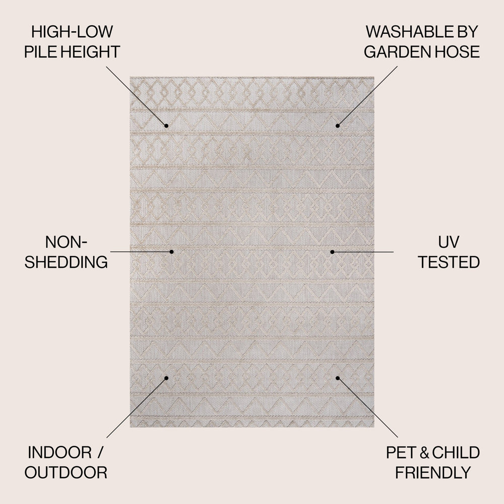 Aylan high - low pile knotted trellis geometric indoor/outdoor area rug - Tuesday Morning - Outdoor Rugs