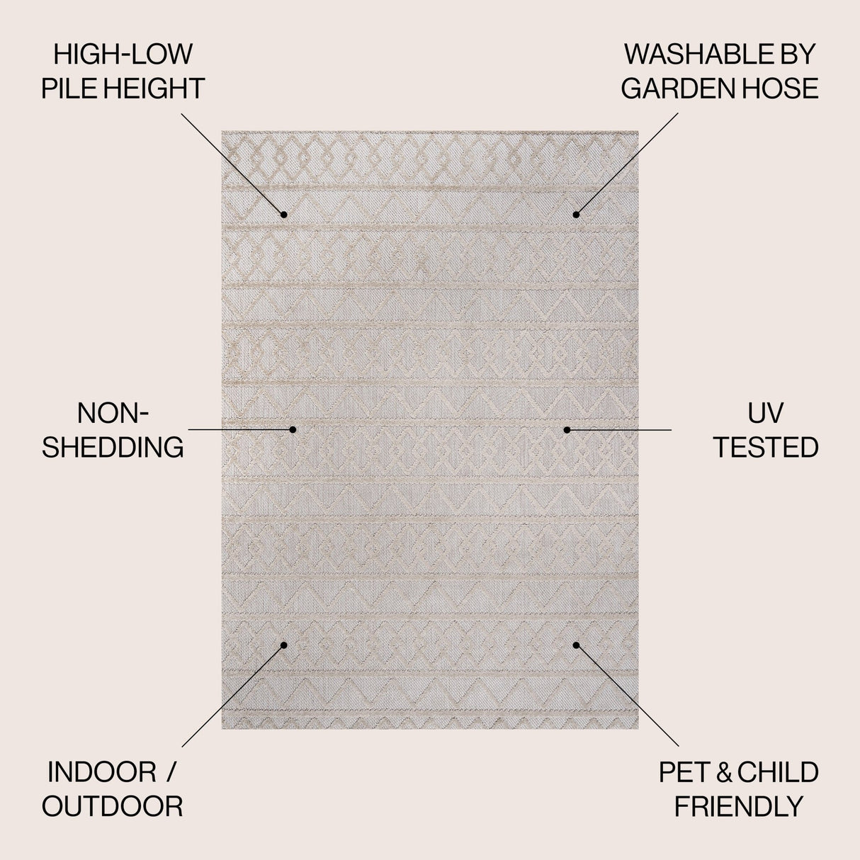 Aylan high - low pile knotted trellis geometric indoor/outdoor area rug - Tuesday Morning - Outdoor Rugs