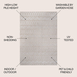 Aylan high - low pile knotted trellis geometric indoor/outdoor area rug - Tuesday Morning - Outdoor Rugs