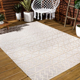 Aylan high - low pile knotted trellis geometric indoor/outdoor area rug - Tuesday Morning - Outdoor Rugs