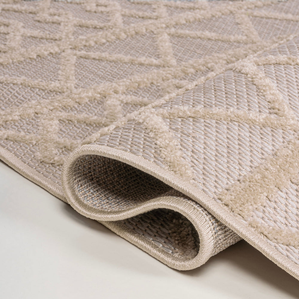 Aylan high - low pile knotted trellis geometric indoor/outdoor area rug - Tuesday Morning - Outdoor Rugs