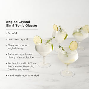 Raye Angled Crystal Gin & Tonic Glasses Set of 4
