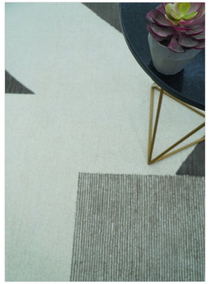 Azure Custom Made Geometrical Charcoal And Gray Hand Tufted Wool  Rug