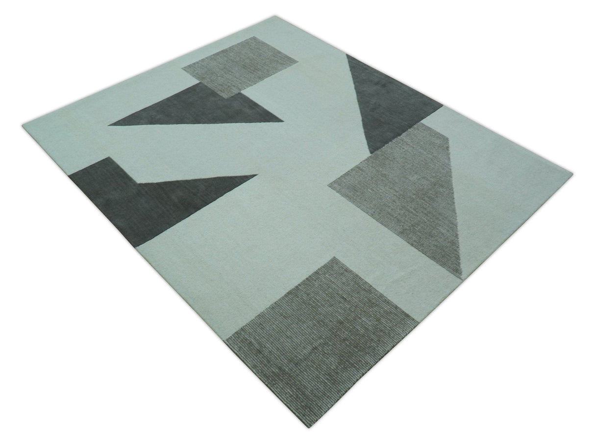 Azure Custom Made Geometrical Charcoal And Gray Hand Tufted Wool  Rug