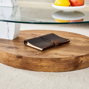 Contemporary Artistic Double Layer Coffee Table, Tempered Glass Top