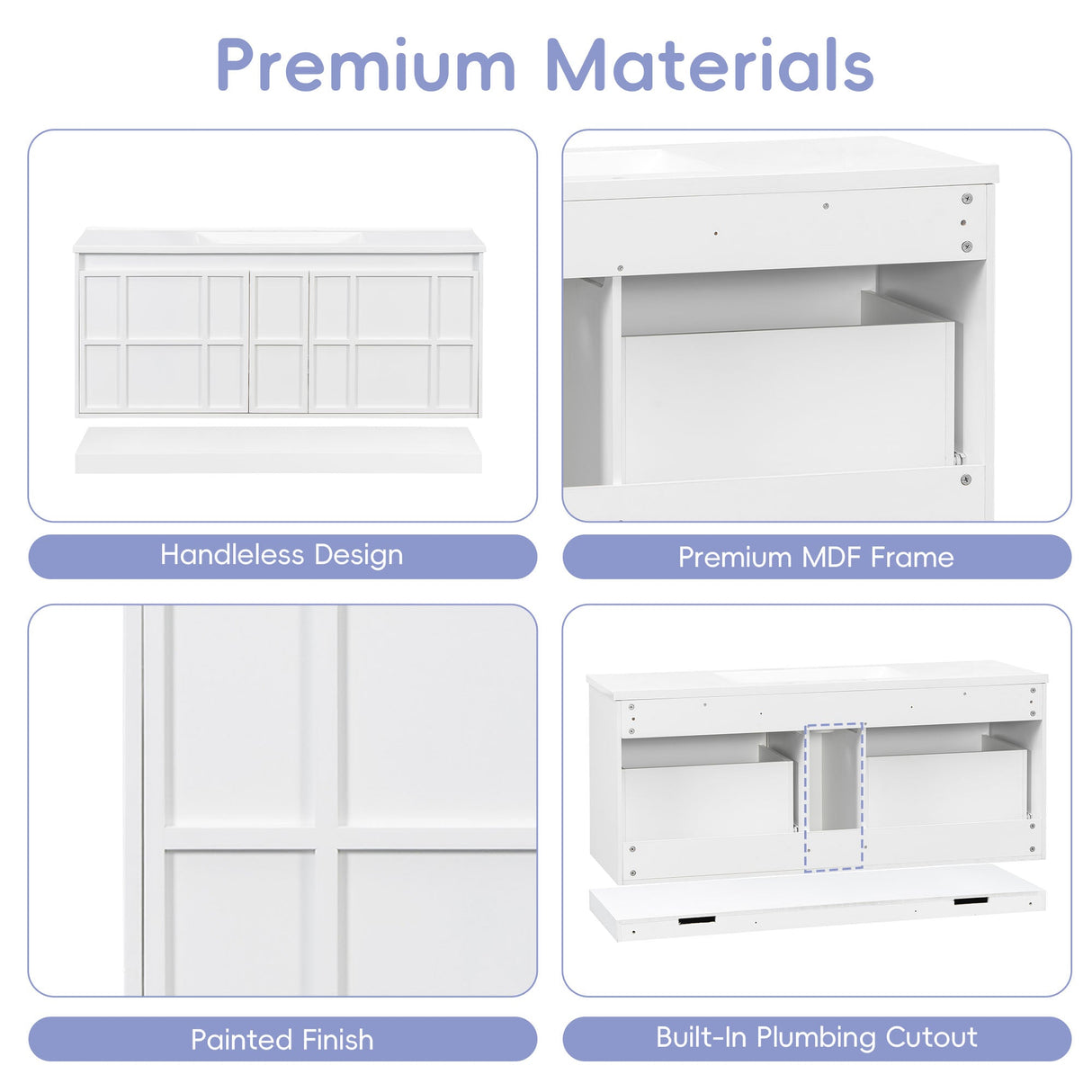 48 Inch Wall Mounted Bathroom Vanity Cabinet