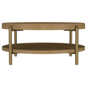 Arini Round Coffee Table With Storage Shelf Sand Wash