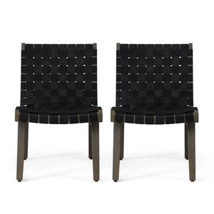 Lounge Chair Set of 2 with Stunning Rope Weave Design - Black
