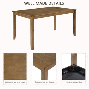 Oak Finish 6-Piece Dining Table Set
