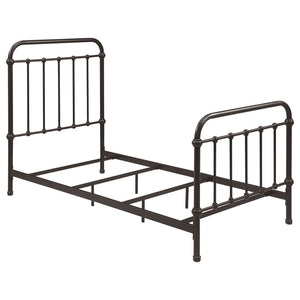 Twin Panel Bed With Ornate Design - Bronze