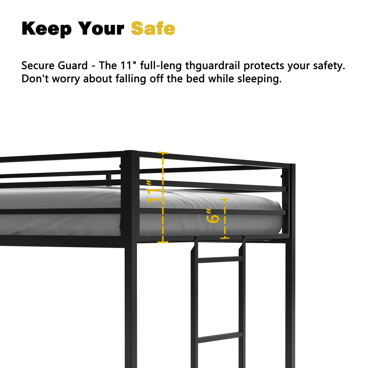 Adam - Twin Loft Bunk - Black